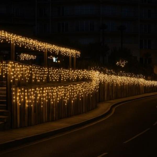Grinaldas/Cortinas Luzes Natal LED Exterior Cabo Borracha